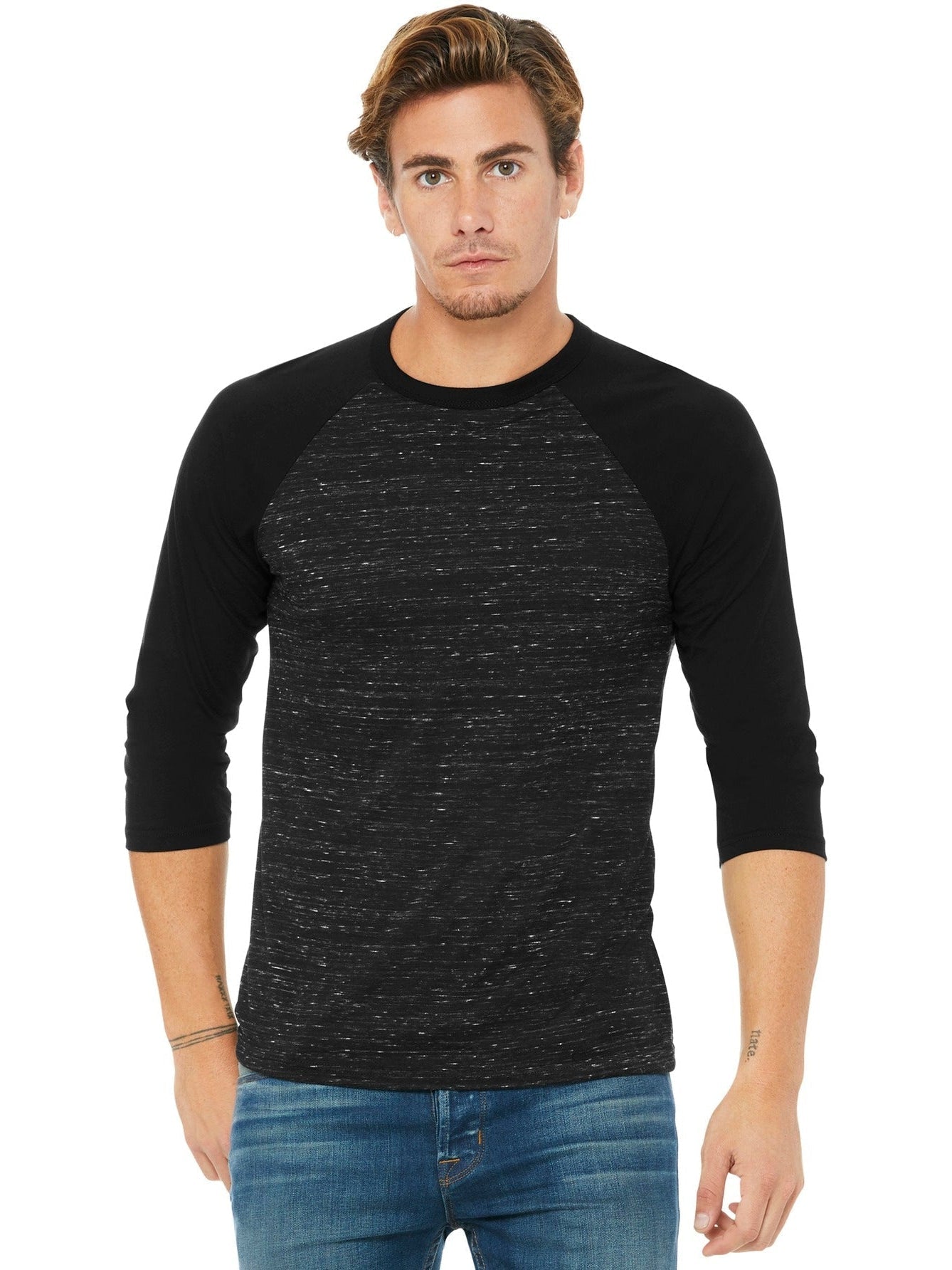 no-logo Bella+Canvas 3/4-Sleeve Baseball Tee-Regular-Bella&Canvas-Thread Logic