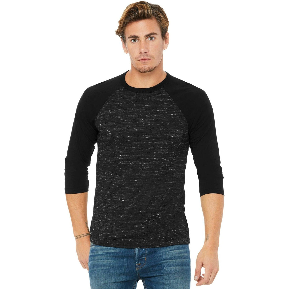 no-logo Bella+Canvas 3/4-Sleeve Baseball Tee-Regular-Bella&Canvas-Thread Logic
