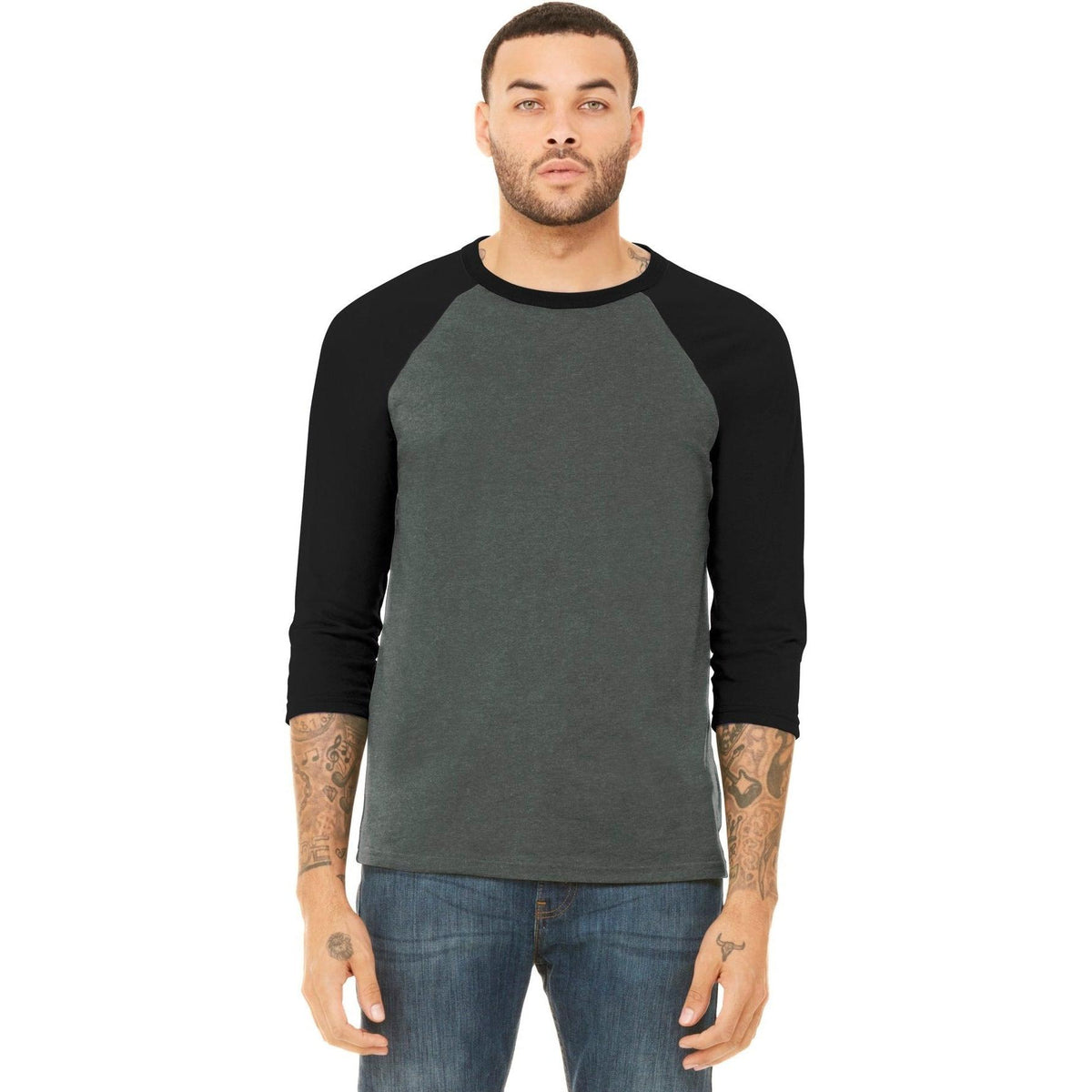 no-logo Bella+Canvas 3/4-Sleeve Baseball Tee-Regular-Bella&Canvas-Thread Logic