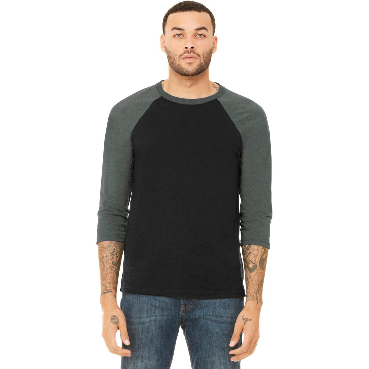 no-logo Bella+Canvas 3/4-Sleeve Baseball Tee-Regular-Bella&Canvas-Thread Logic