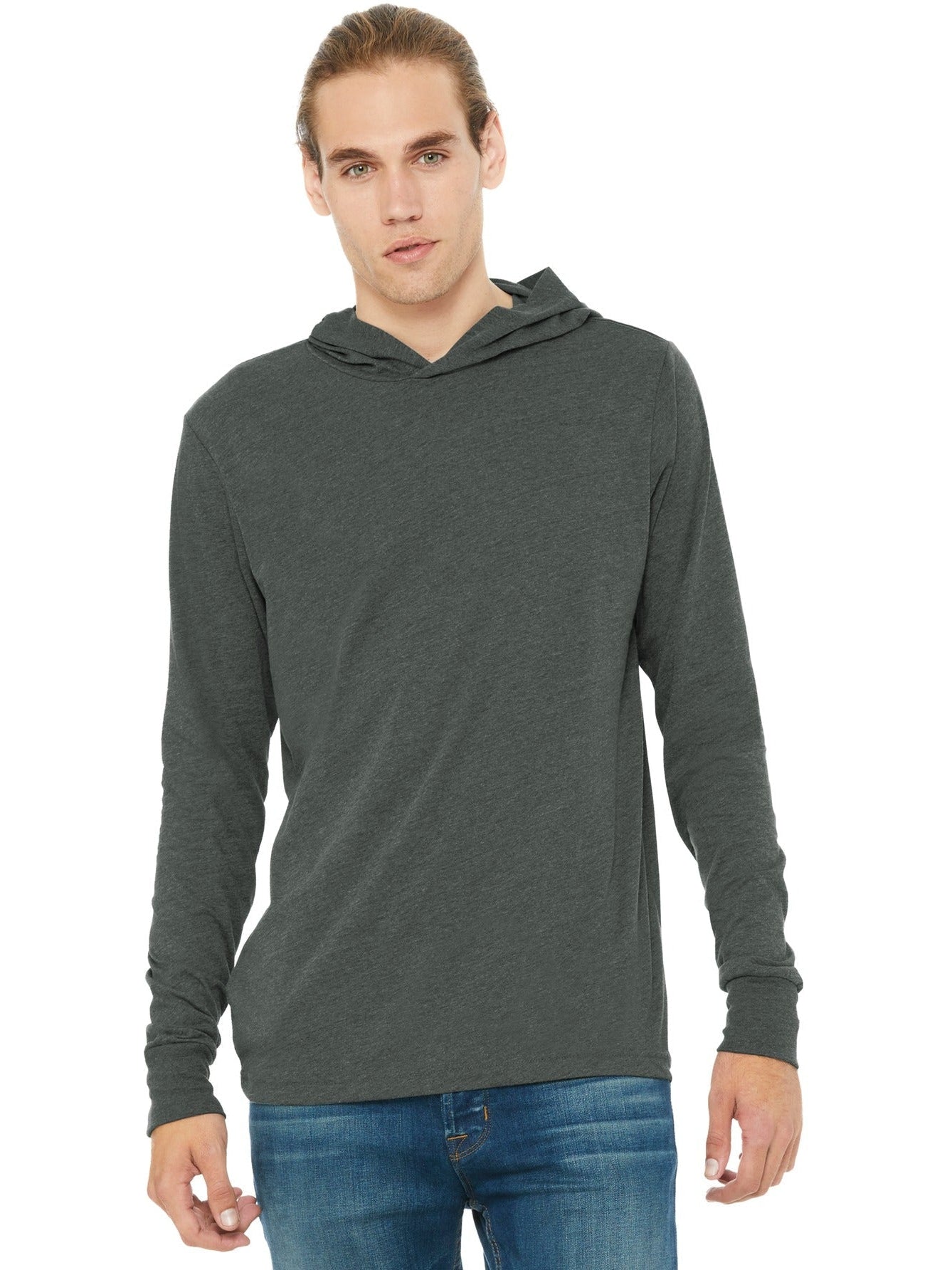 no-logo Bella+Canvas Jersey Long Sleeve Hoodie-Regular-Bella&Canvas-Thread Logic