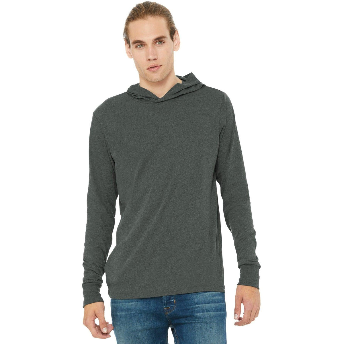 no-logo Bella+Canvas Jersey Long Sleeve Hoodie-Regular-Bella&Canvas-Thread Logic