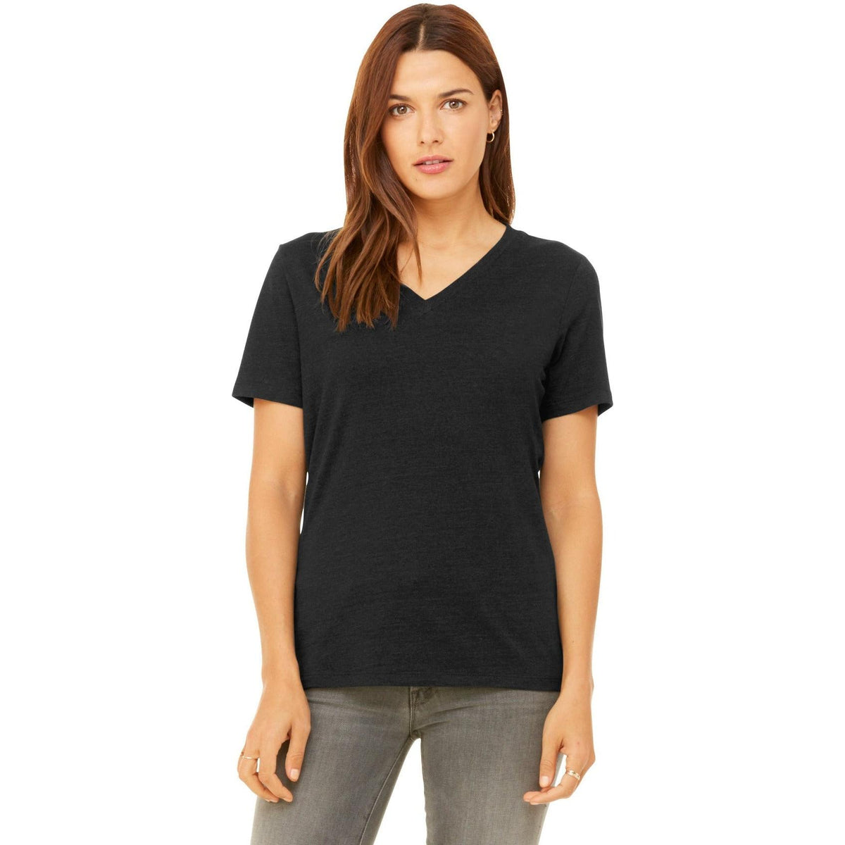 no-logo Bella+Canvas Ladies Relaxed Heather CVC V-Neck Tee-Regular-Bella&Canvas-Thread Logic