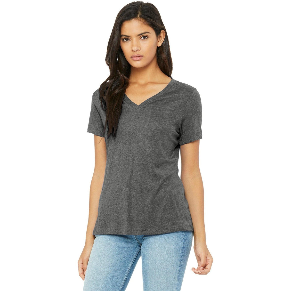 no-logo Bella+Canvas Ladies Relaxed Triblend V-Neck Tee-Regular-Bella&Canvas-Thread Logic