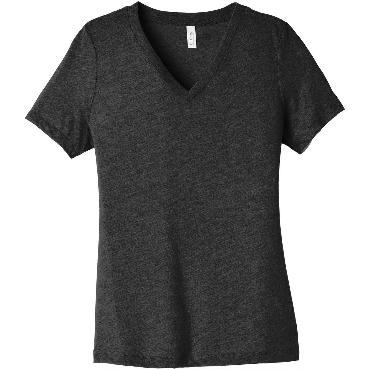 no-logo CLOSEOUT - Bella+Canvas Ladies Relaxed Triblend V-Neck Tee-Polos-Bella&Canvas-Charcoal-Black Triblend-S-Thread Logic