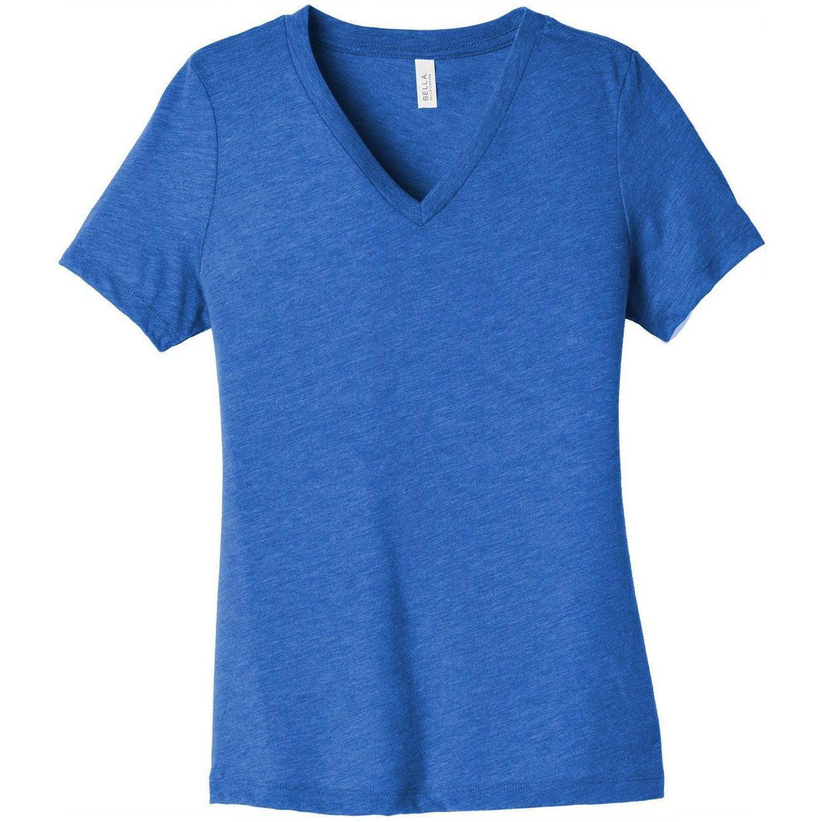 no-logo CLOSEOUT - Bella+Canvas Ladies Relaxed Triblend V-Neck Tee-Polos-Bella&Canvas-True Royal Triblend-S-Thread Logic