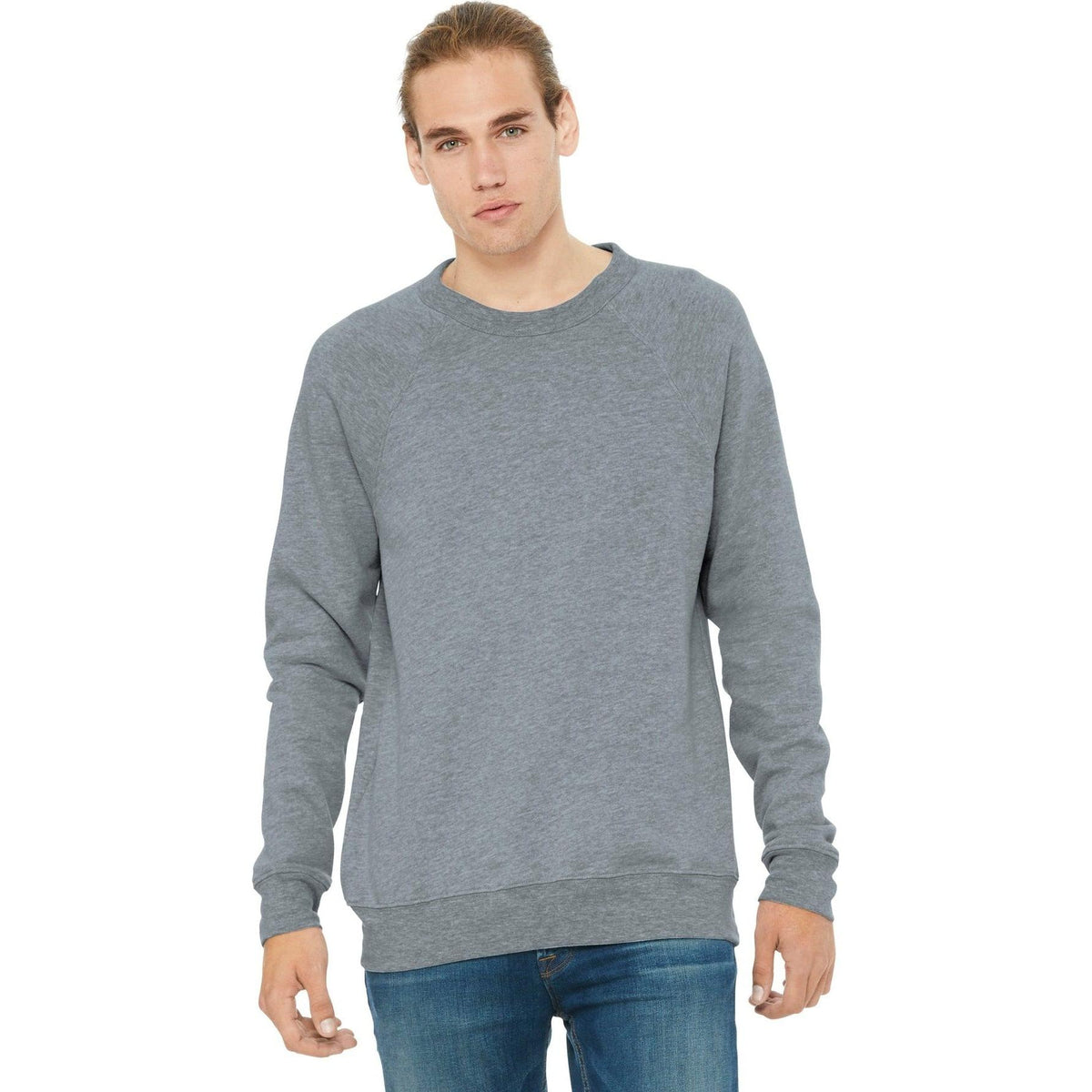 logo-left Bella+Canvas Sponge Fleece Raglan Sweatshirt-Regular-Bella&Canvas-Athletic Heather-S-Thread Logic