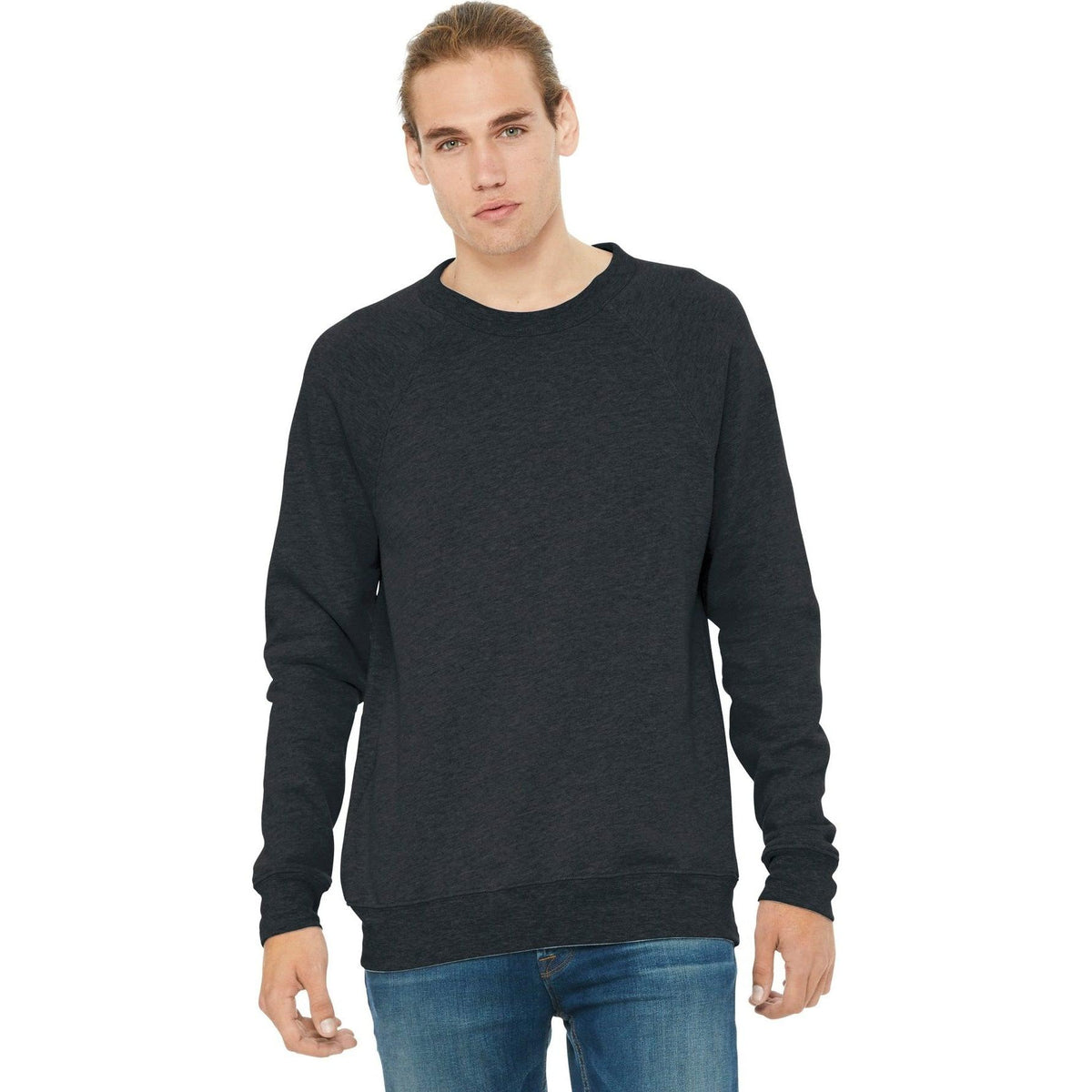 logo-left Bella+Canvas Sponge Fleece Raglan Sweatshirt-Regular-Bella&Canvas-Dark Grey Heather-S-Thread Logic