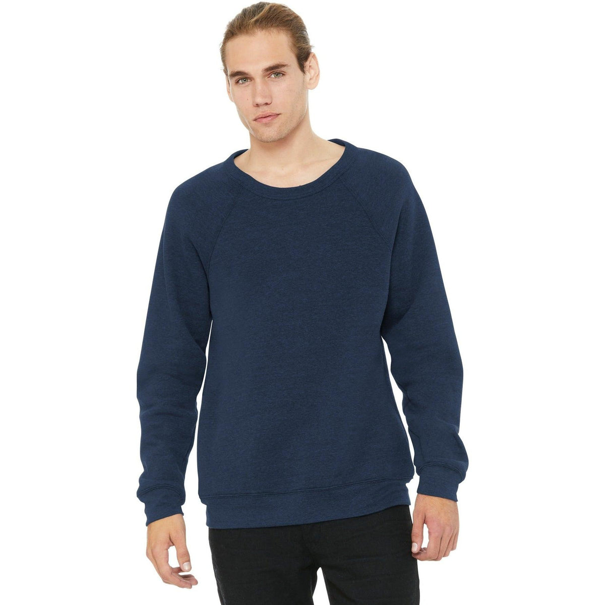 logo-left Bella+Canvas Sponge Fleece Raglan Sweatshirt-Regular-Bella&Canvas-Heather Navy-S-Thread Logic