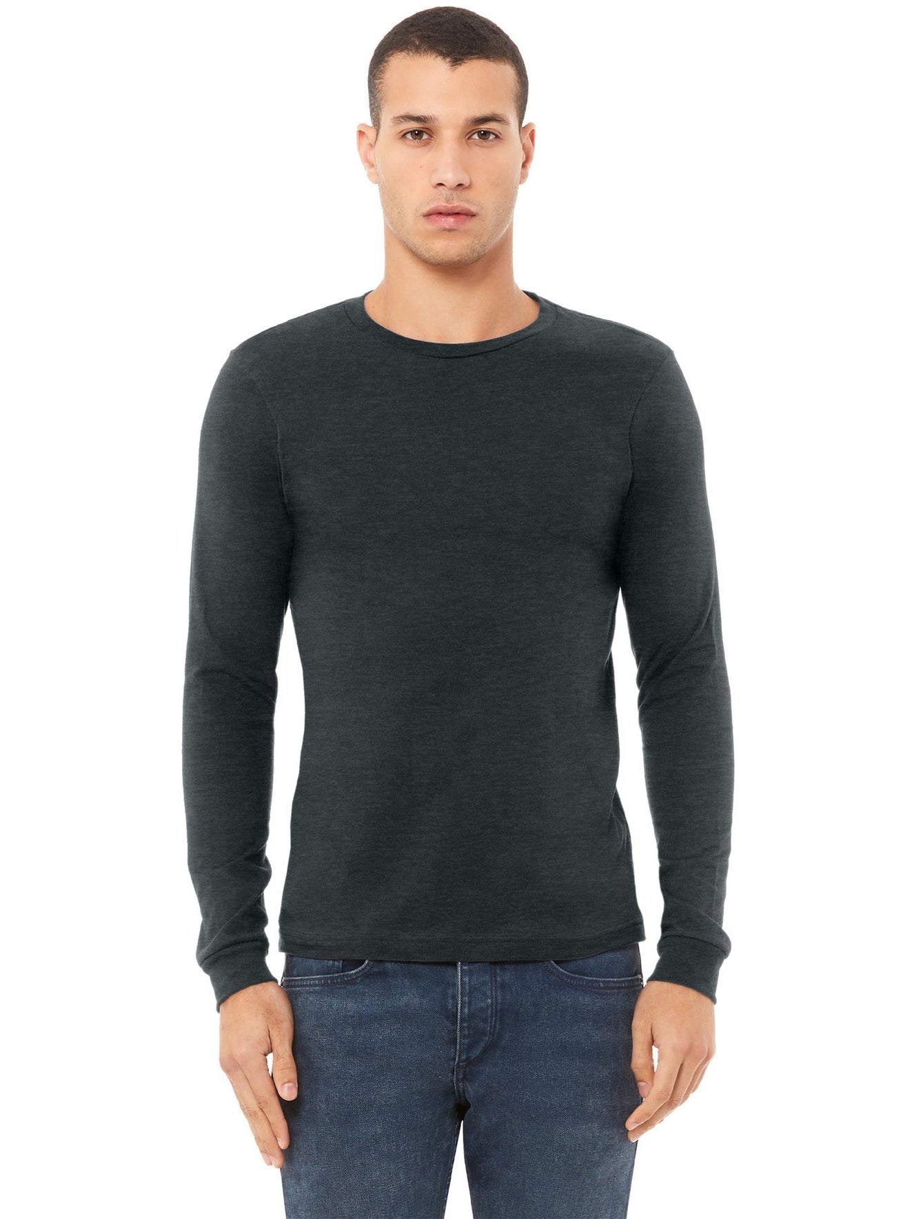 no-logo Bella+Canvas Unisex Heather CVC Long Sleeve Tee-Regular-Bella&Canvas-Thread Logic