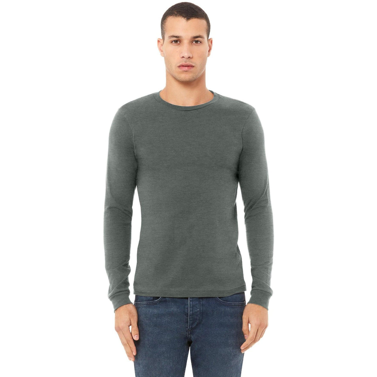 no-logo Bella+Canvas Unisex Heather CVC Long Sleeve Tee-Regular-Bella&Canvas-Thread Logic