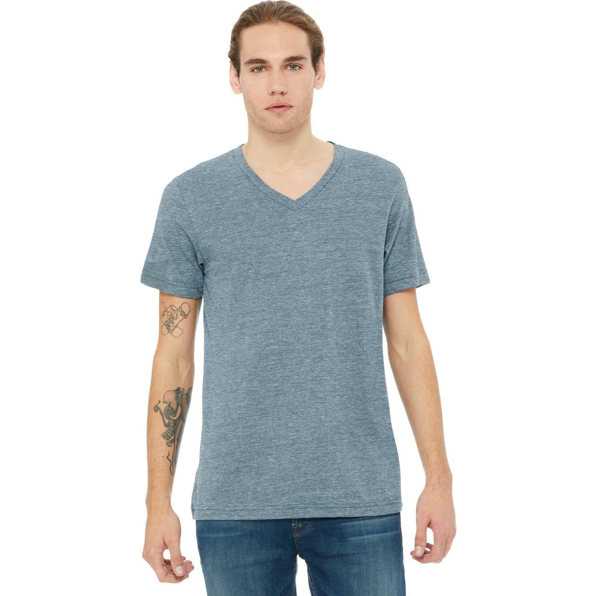 no-logo Bella+Canvas Unisex Heather CVC V-Neck Tee-Regular-Bella&Canvas-Thread Logic