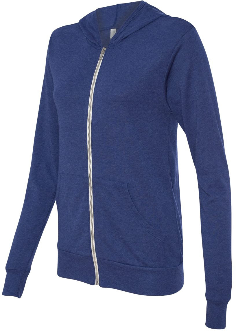 no-logo Bella+Canvas Unisex Triblend Lightweight Full-Zip Hooded Long Sleeve Tee-T-Shirts - Long Sleeve-Bella&Canvas-Thread Logic