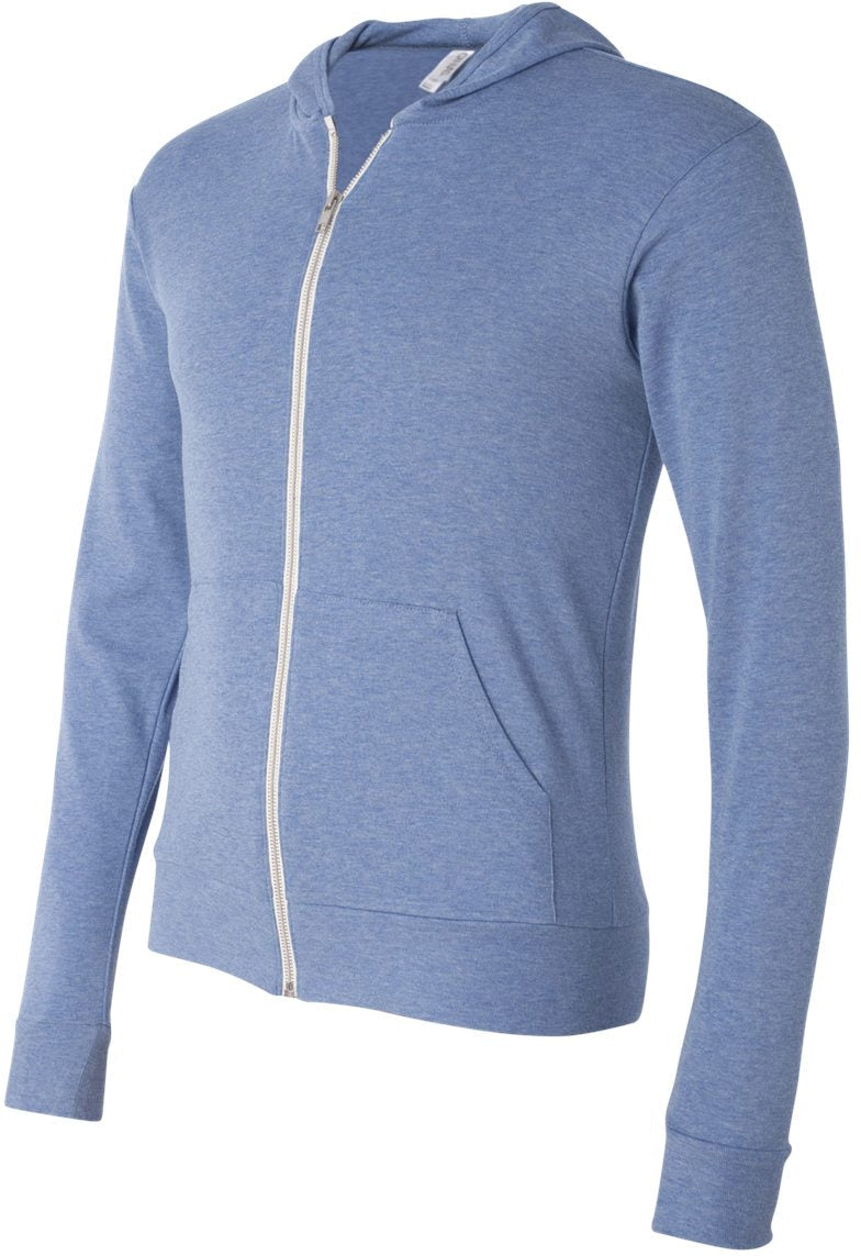 no-logo Bella+Canvas Unisex Triblend Lightweight Full-Zip Hooded Long Sleeve Tee-T-Shirts - Long Sleeve-Bella&Canvas-Thread Logic