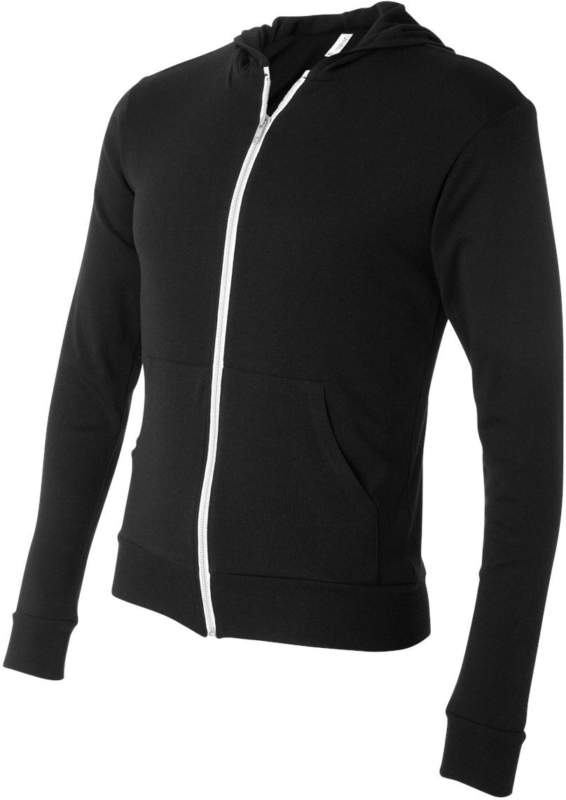 no-logo Bella+Canvas Unisex Triblend Lightweight Full-Zip Hooded Long Sleeve Tee-T-Shirts - Long Sleeve-Bella&Canvas-Thread Logic