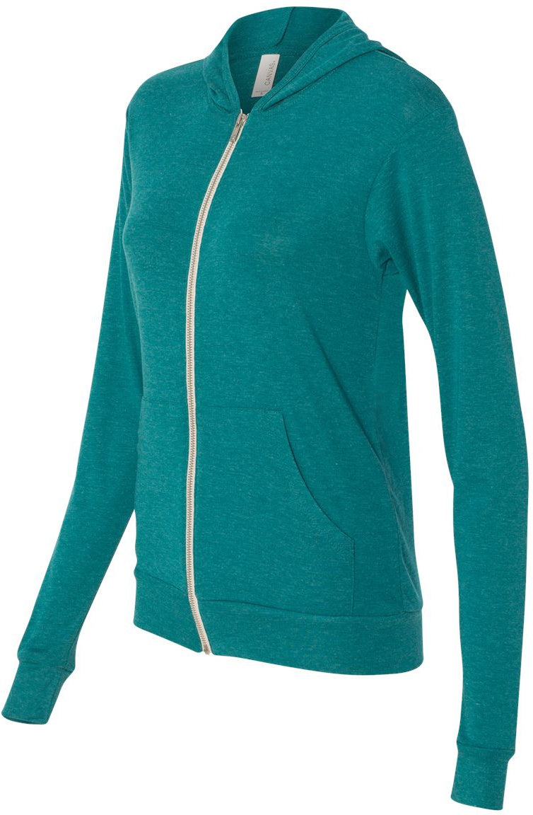 no-logo Bella+Canvas Unisex Triblend Lightweight Full-Zip Hooded Long Sleeve Tee-T-Shirts - Long Sleeve-Bella&Canvas-Thread Logic