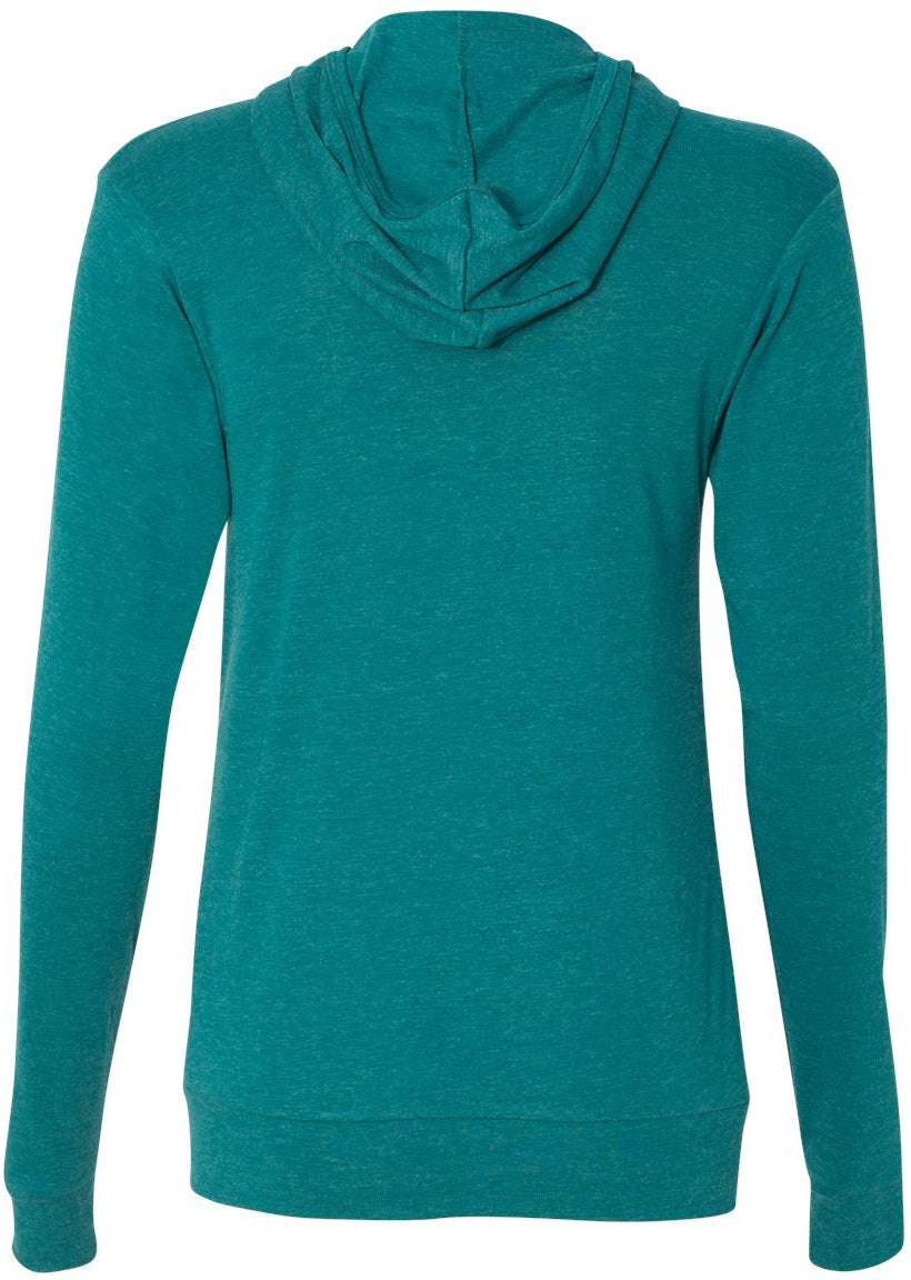 no-logo Bella+Canvas Unisex Triblend Lightweight Full-Zip Hooded Long Sleeve Tee-T-Shirts - Long Sleeve-Bella&Canvas-Thread Logic