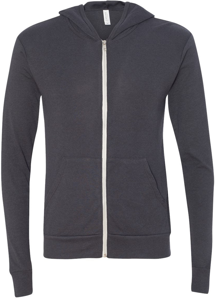 Bella+Canvas Unisex Triblend Lightweight Full-Zip Hooded Long Sleeve Tee