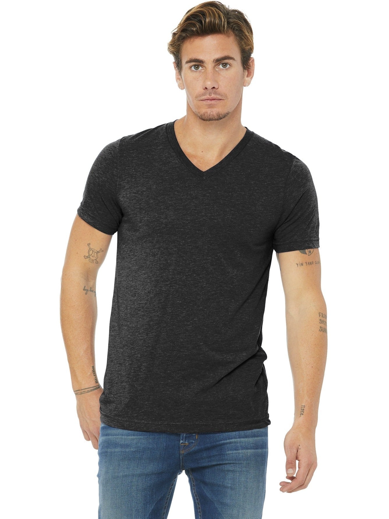 no-logo Bella+Canvas Unisex Triblend Short Sleeve V-Neck Tee-Regular-Bella&Canvas-Thread Logic