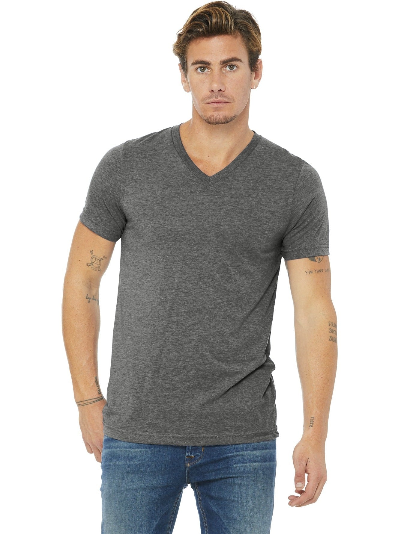 no-logo Bella+Canvas Unisex Triblend Short Sleeve V-Neck Tee-Regular-Bella&Canvas-Thread Logic