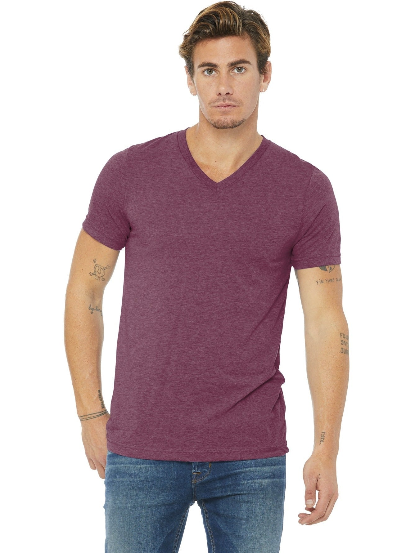 no-logo Bella+Canvas Unisex Triblend Short Sleeve V-Neck Tee-Regular-Bella&Canvas-Thread Logic
