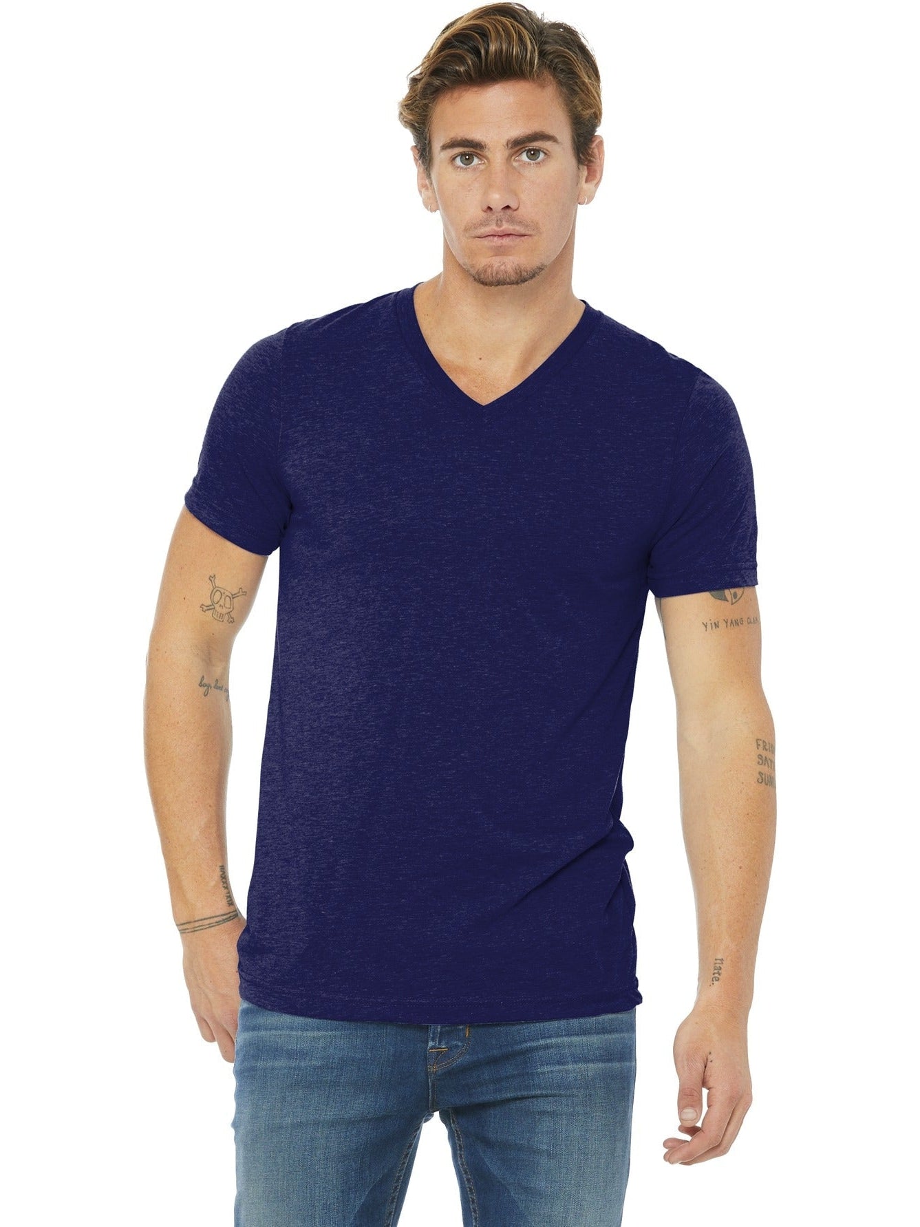 no-logo Bella+Canvas Unisex Triblend Short Sleeve V-Neck Tee-Regular-Bella&Canvas-Thread Logic