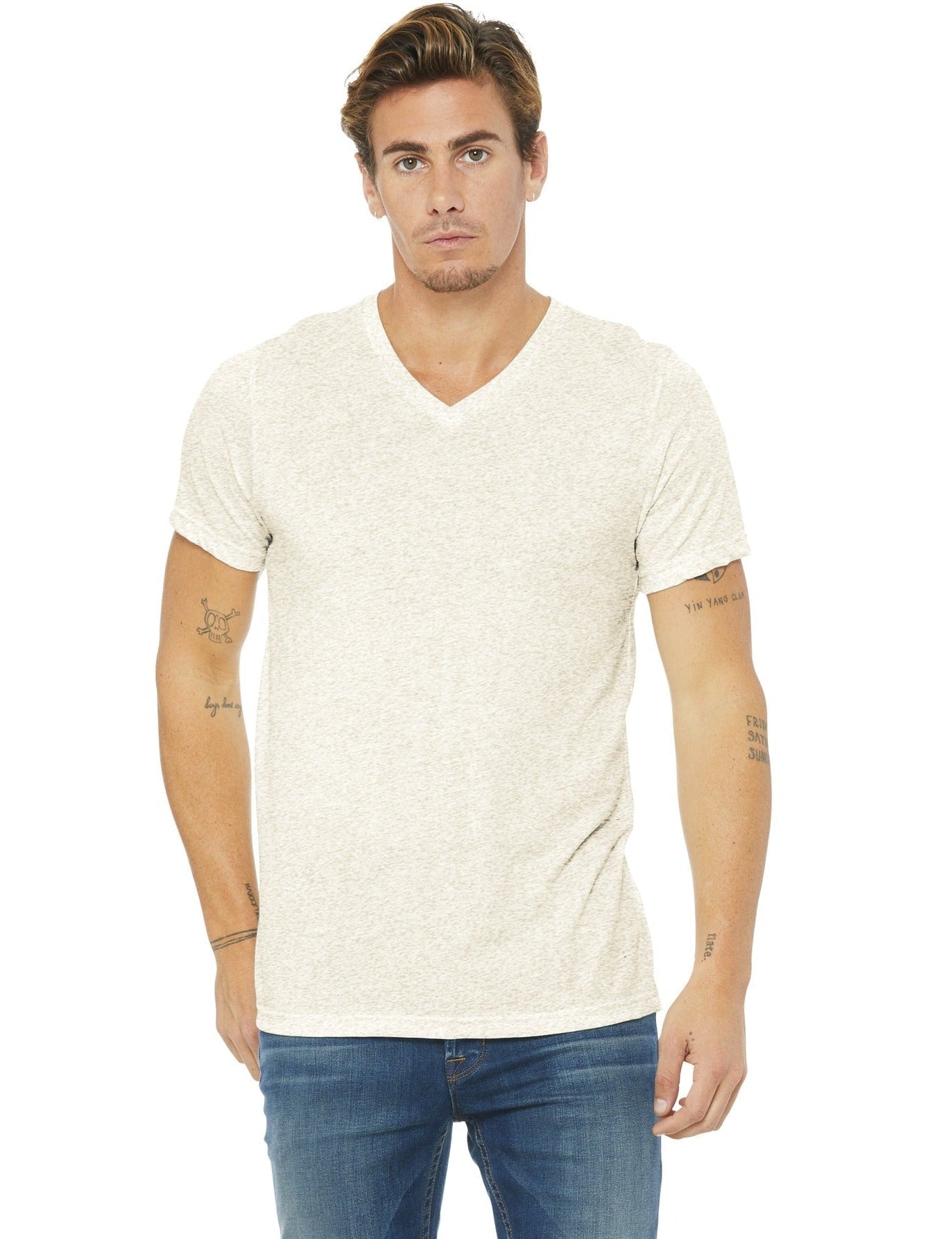 no-logo Bella+Canvas Unisex Triblend Short Sleeve V-Neck Tee-Regular-Bella&Canvas-Thread Logic