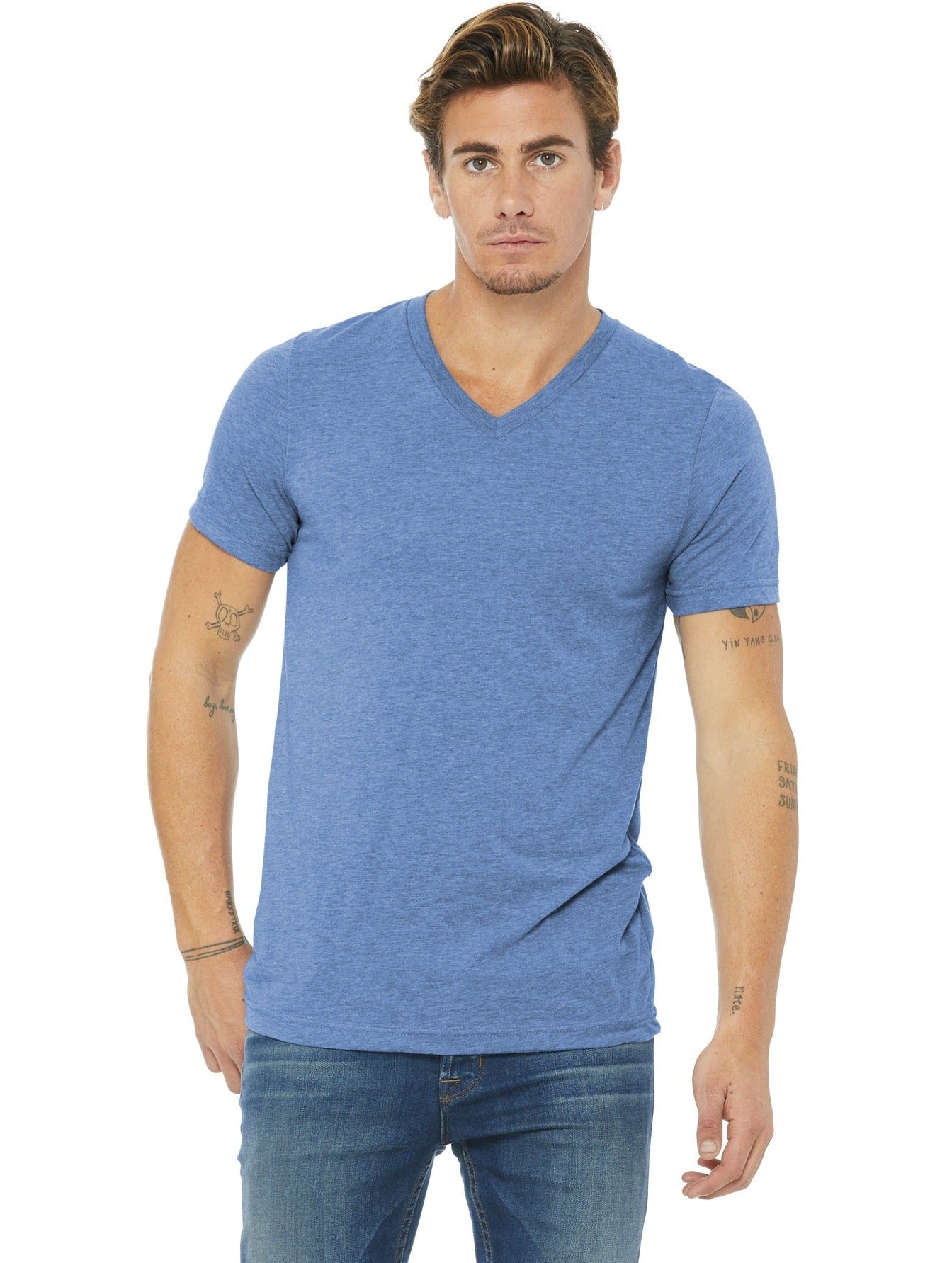 no-logo Bella+Canvas Unisex Triblend Short Sleeve V-Neck Tee-Regular-Bella&Canvas-Thread Logic