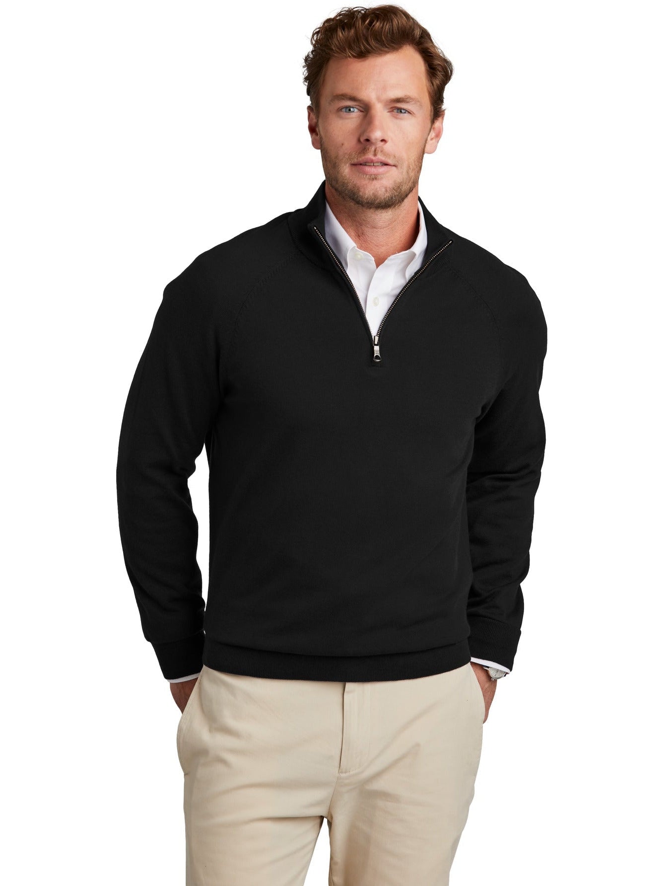 Brooks Brothers Cotton Stretch 1/4-Zip Sweater With Custom