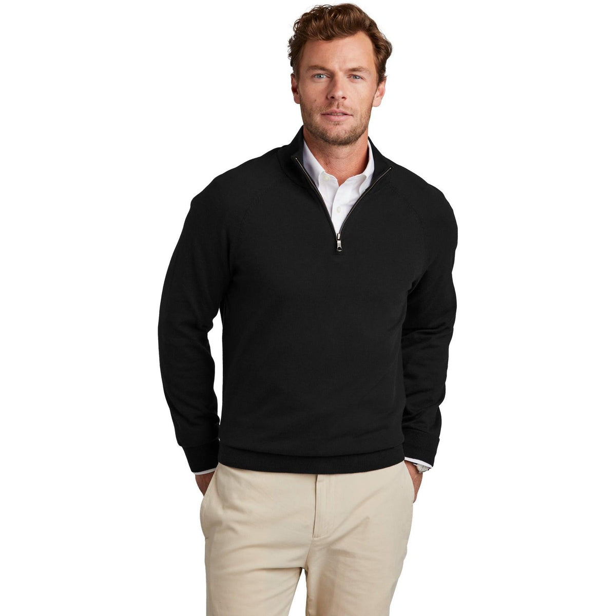 no-logo Brooks Brothers Cotton Stretch 1/4-Zip Sweater-New-Brooks Brothers-Thread Logic