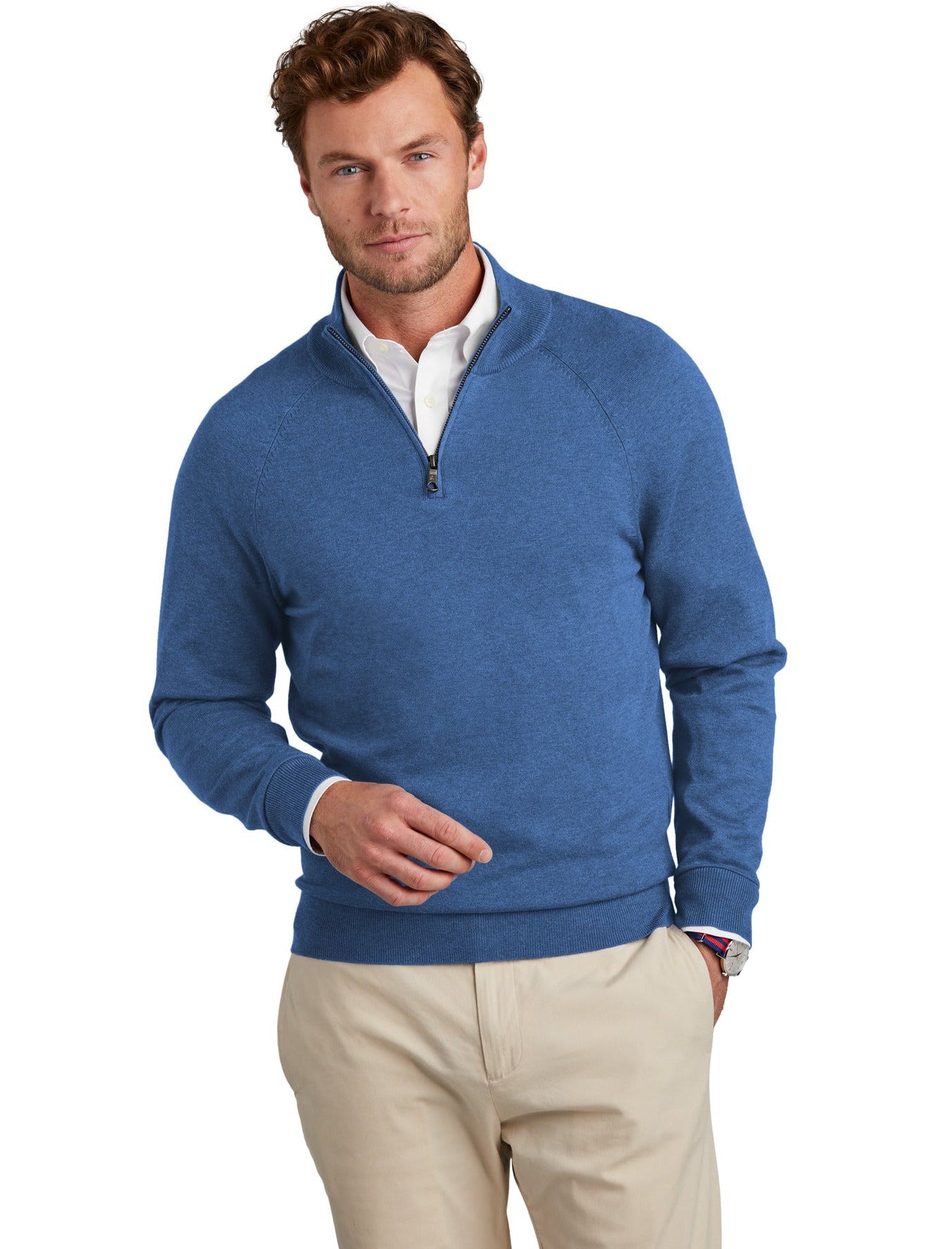 no-logo Brooks Brothers Cotton Stretch 1/4-Zip Sweater-New-Brooks Brothers-Thread Logic