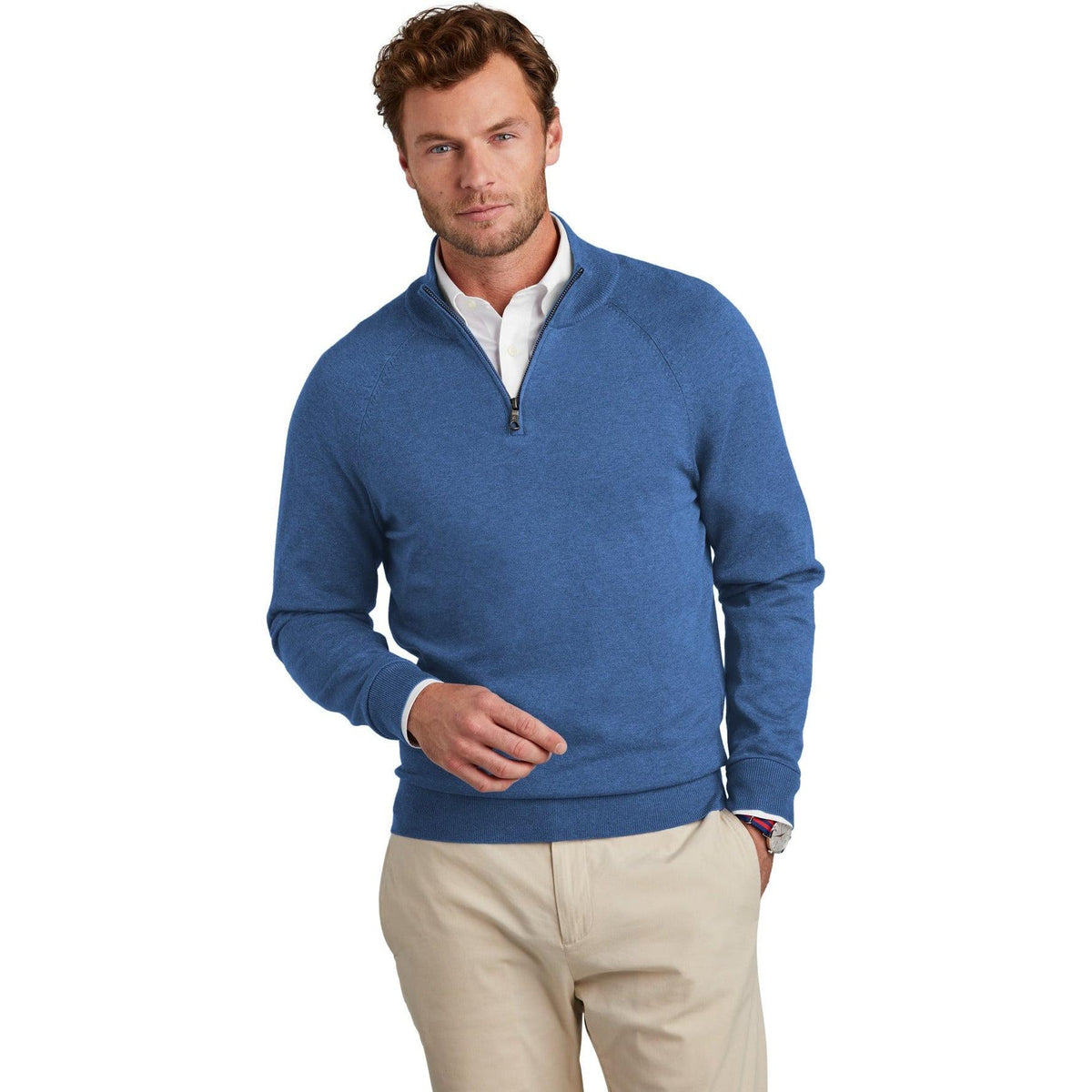 no-logo Brooks Brothers Cotton Stretch 1/4-Zip Sweater-New-Brooks Brothers-Thread Logic