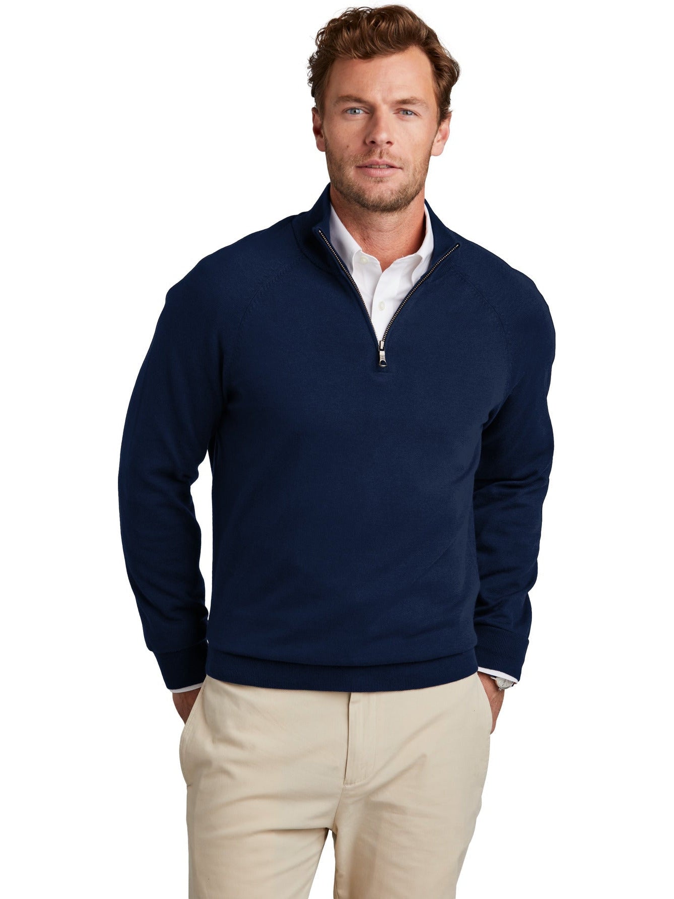 no-logo Brooks Brothers Cotton Stretch 1/4-Zip Sweater-New-Brooks Brothers-Thread Logic