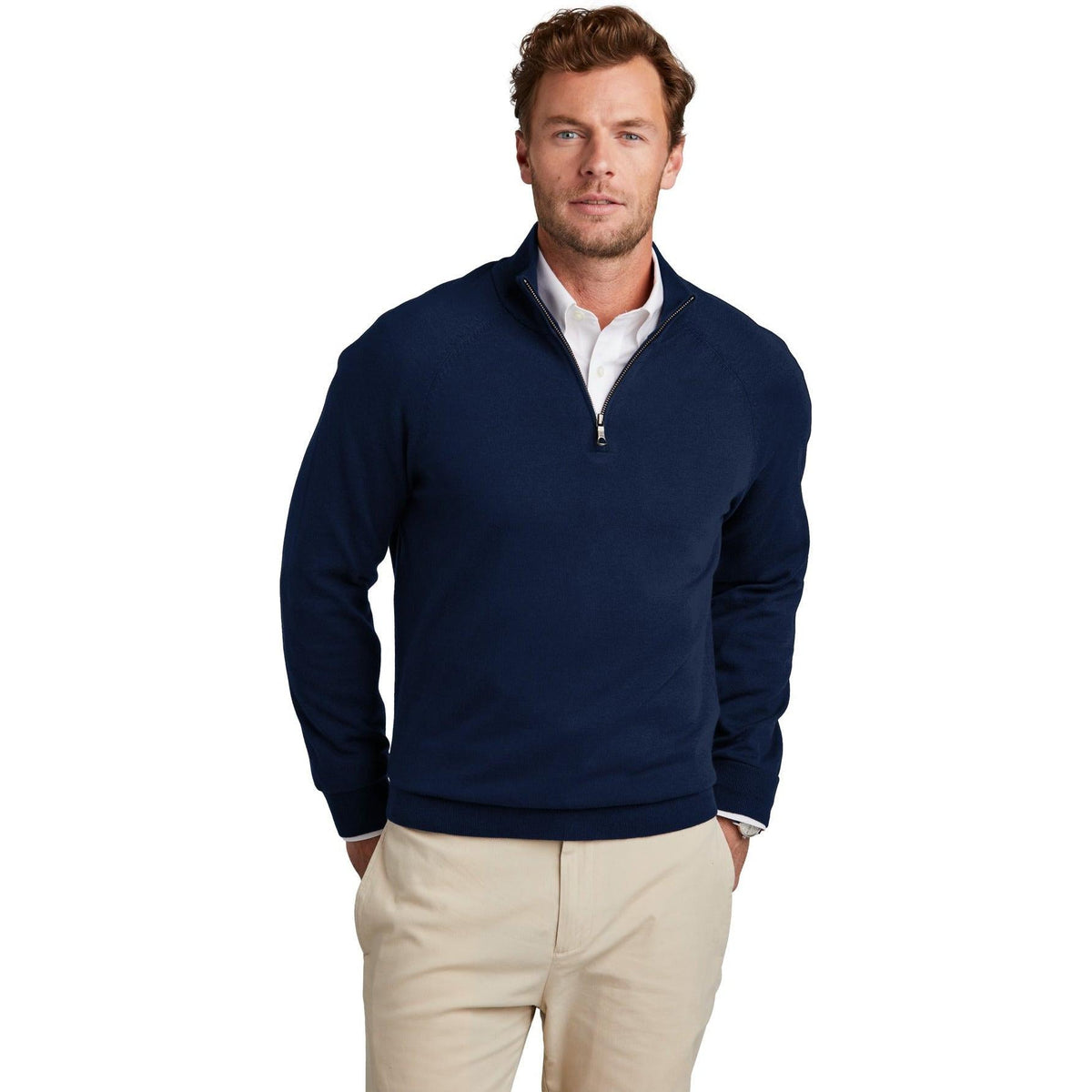 no-logo Brooks Brothers Cotton Stretch 1/4-Zip Sweater-New-Brooks Brothers-Thread Logic