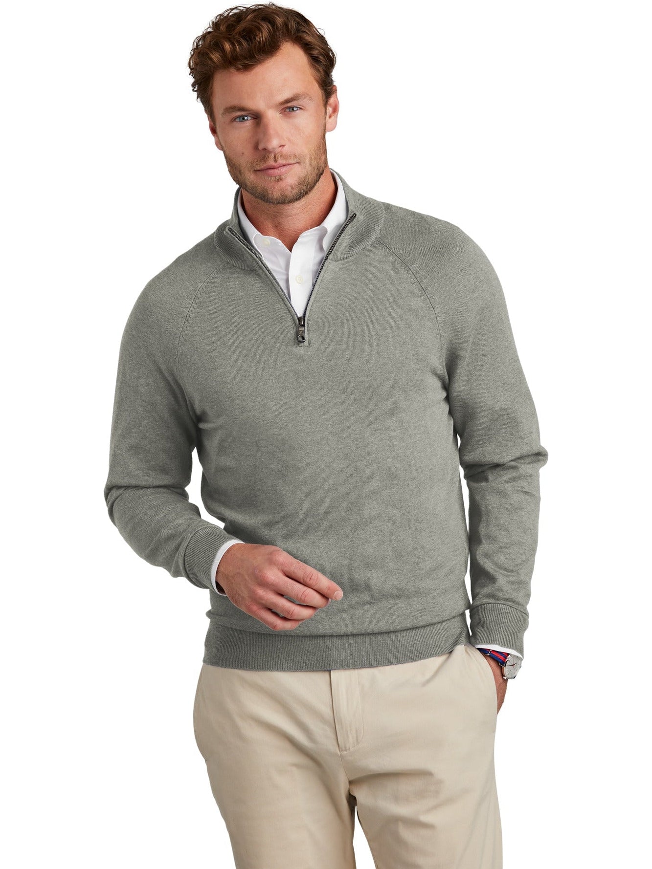 no-logo Brooks Brothers Cotton Stretch 1/4-Zip Sweater-New-Brooks Brothers-Thread Logic