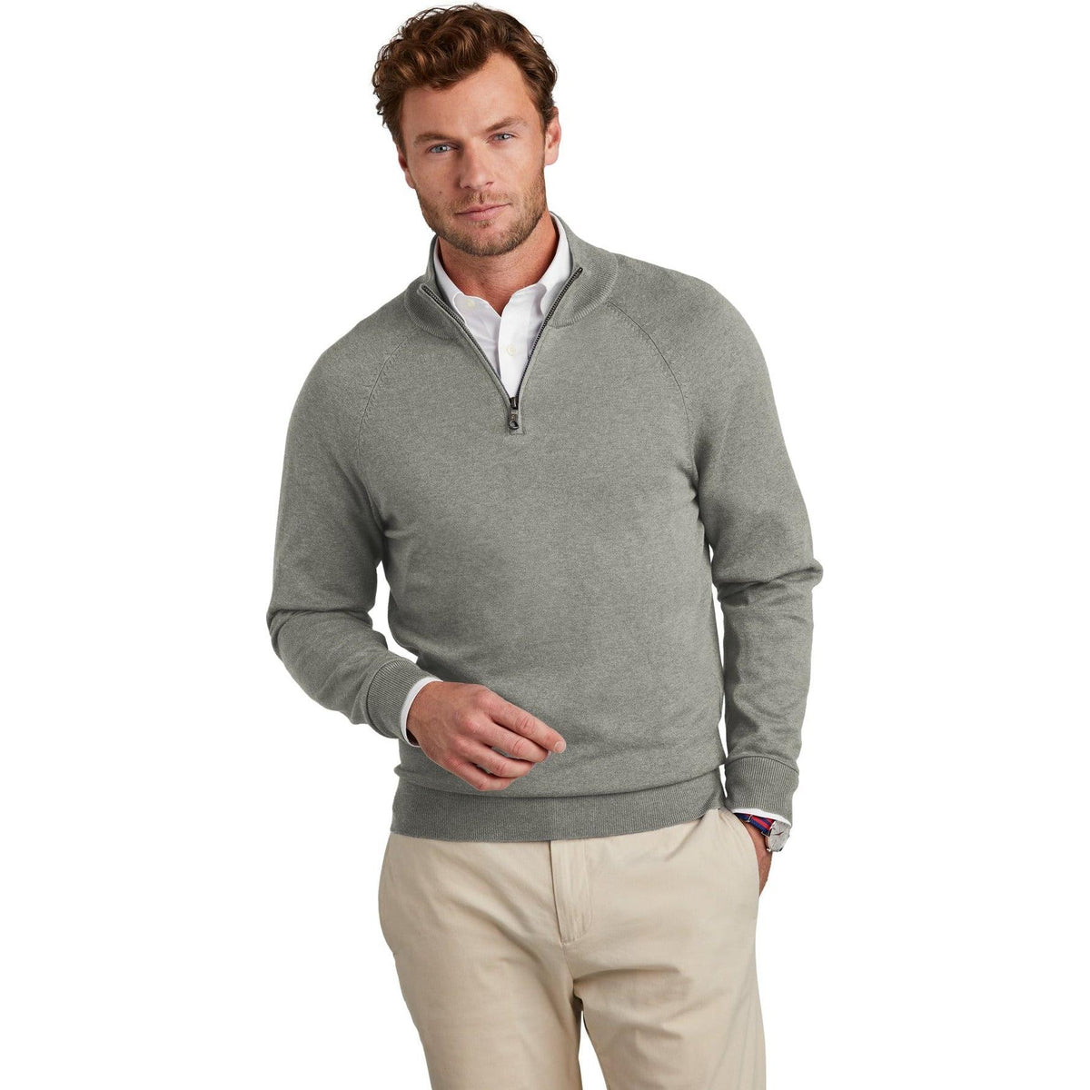 no-logo Brooks Brothers Cotton Stretch 1/4-Zip Sweater-New-Brooks Brothers-Thread Logic