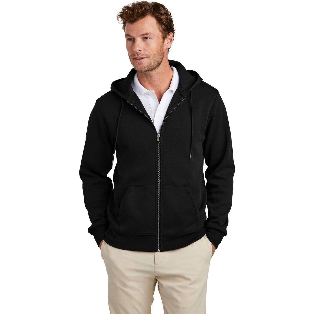 no-logo Brooks Brothers Double-Knit Full-Zip Hoodie-New-Brooks Brothers-Thread Logic