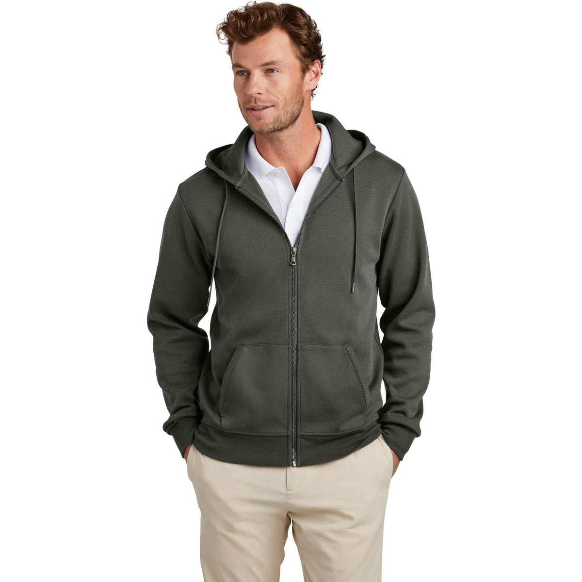 no-logo Brooks Brothers Double-Knit Full-Zip Hoodie-New-Brooks Brothers-Thread Logic