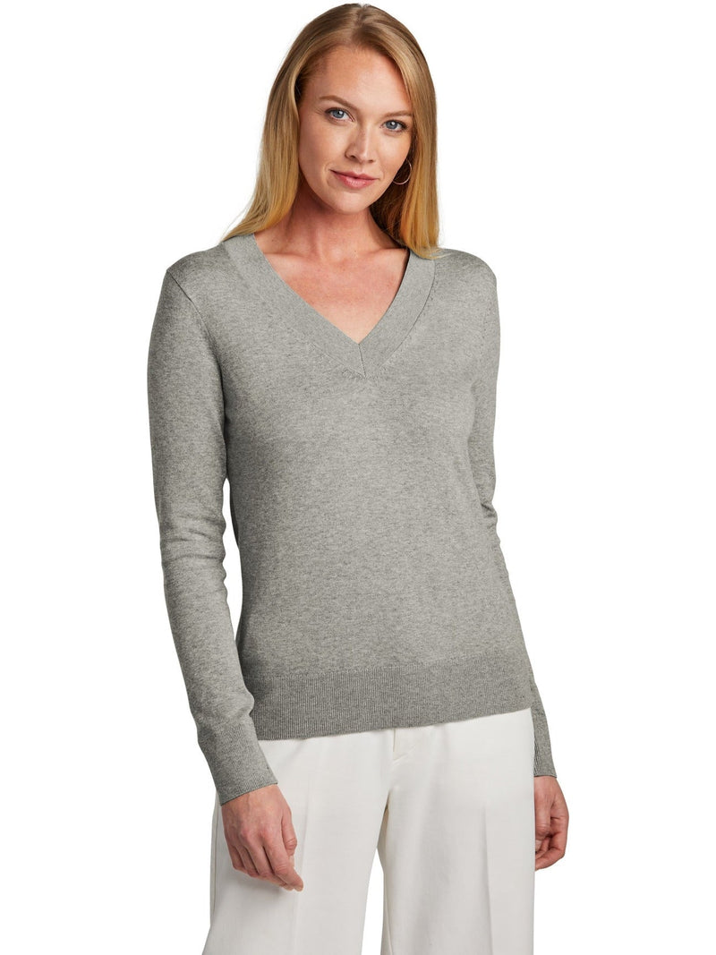 no-logo Brooks Brothers Ladies Cotton Stretch V-Neck Sweater-New-Brooks Brothers-Thread Logic