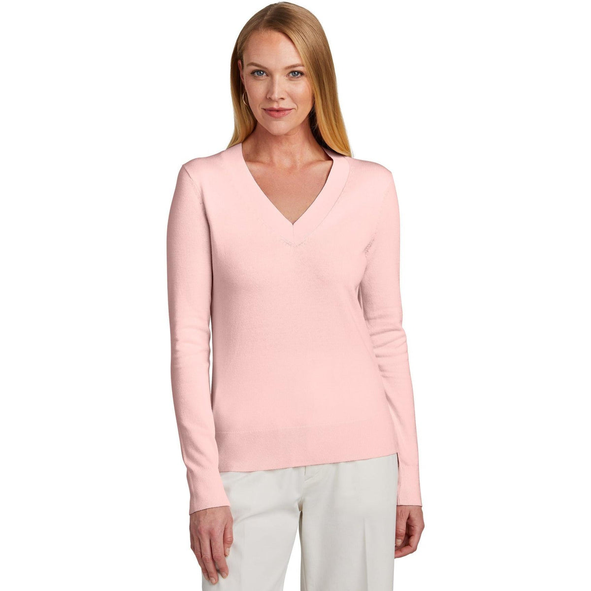 no-logo Brooks Brothers Ladies Cotton Stretch V-Neck Sweater-New-Brooks Brothers-Thread Logic