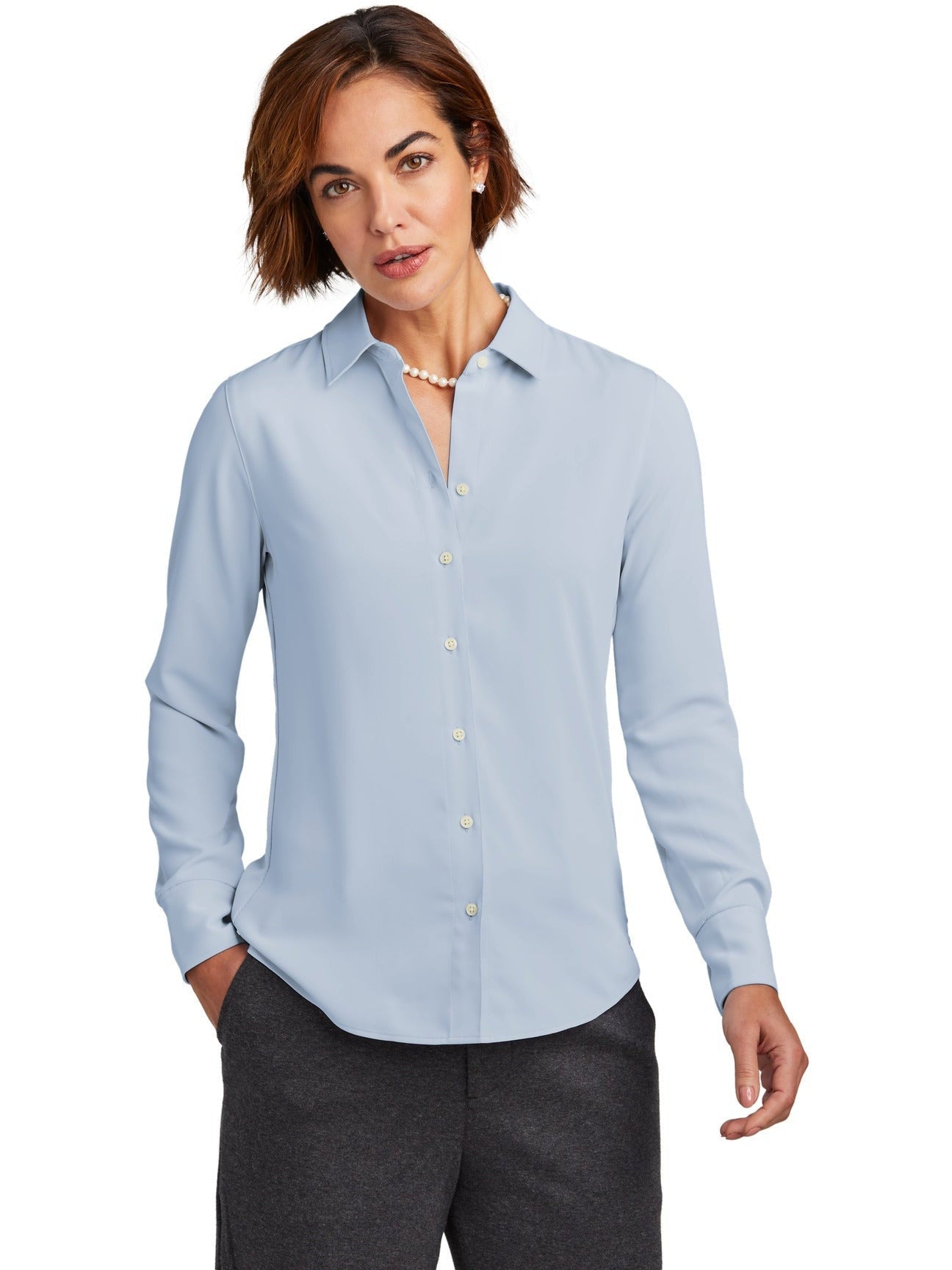 no-logo Brooks Brothers Ladies Full-Button Satin Blouse-New-Brooks Brothers-Thread Logic