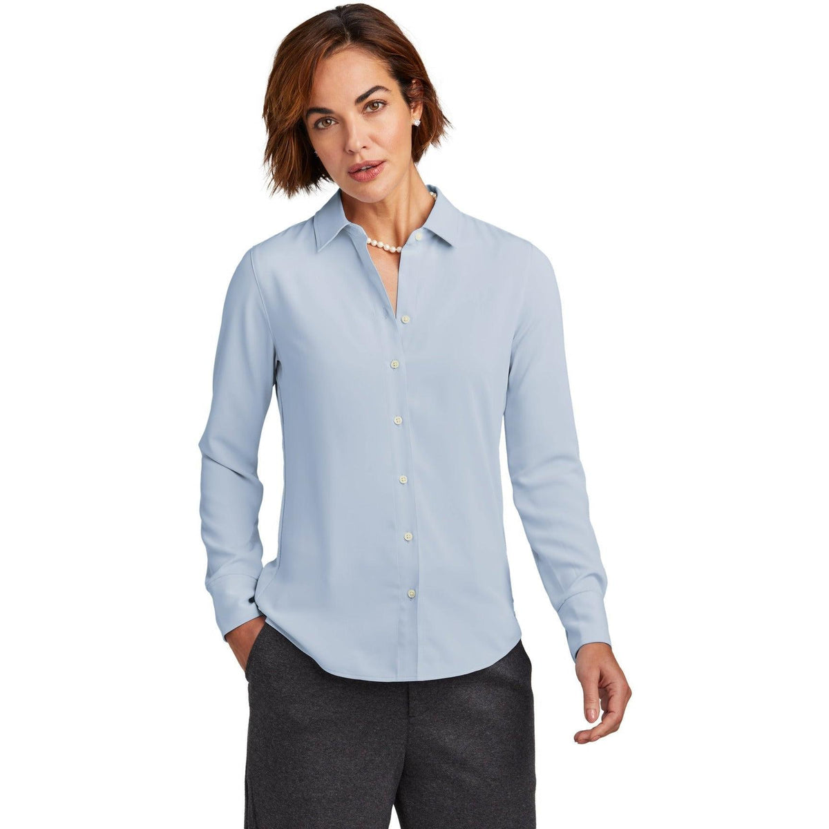 no-logo Brooks Brothers Ladies Full-Button Satin Blouse-New-Brooks Brothers-Thread Logic