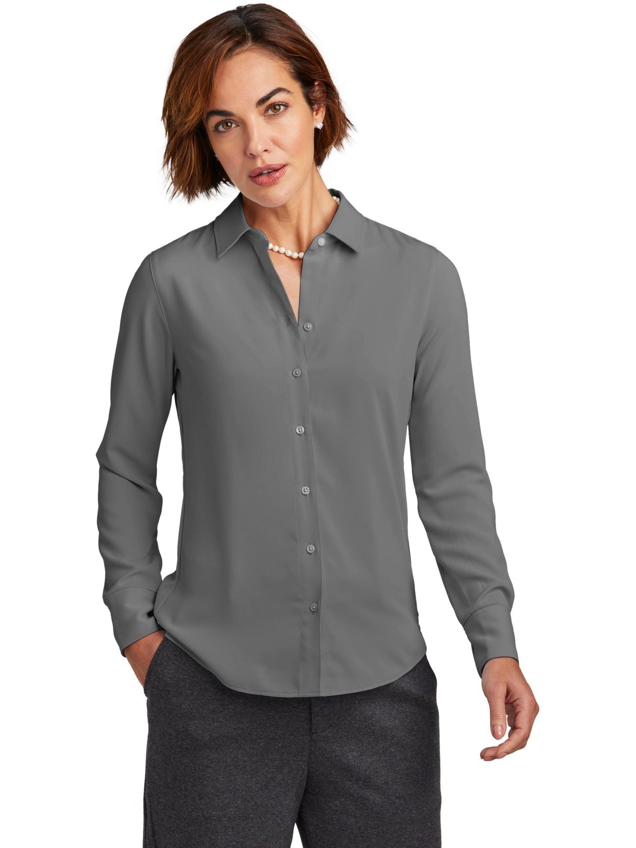 no-logo Brooks Brothers Ladies Full-Button Satin Blouse-New-Brooks Brothers-Thread Logic
