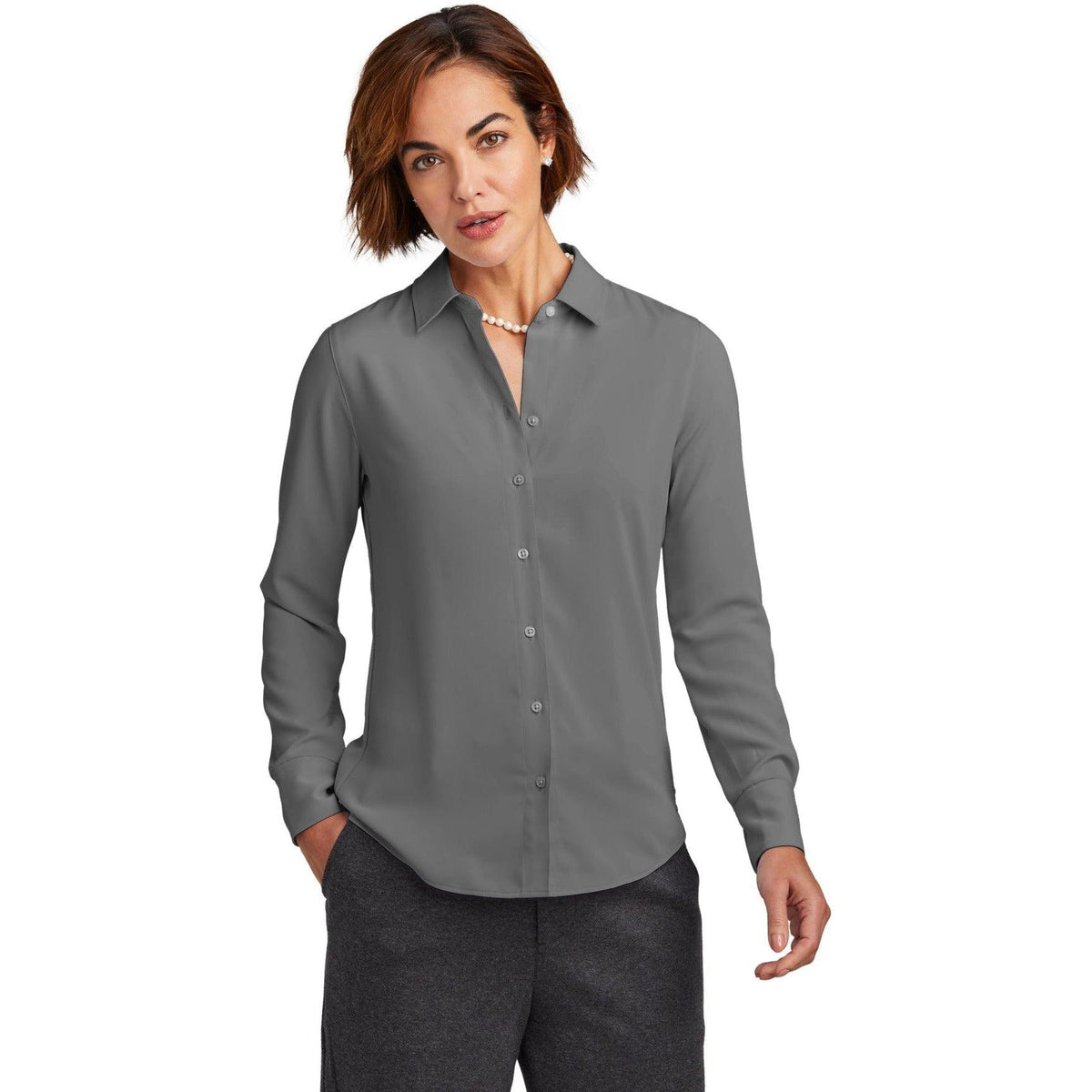 no-logo Brooks Brothers Ladies Full-Button Satin Blouse-New-Brooks Brothers-Thread Logic
