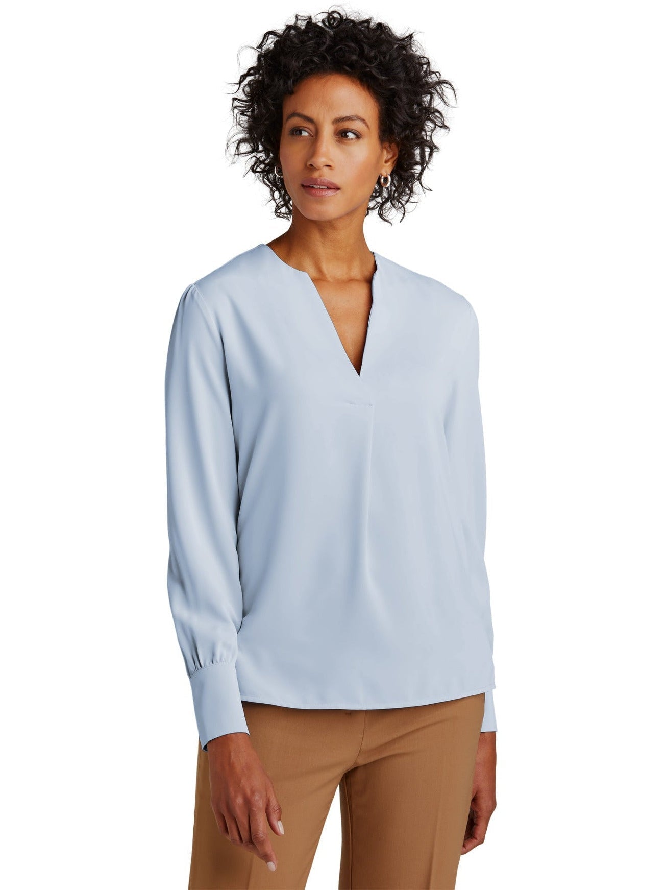 no-logo Brooks Brothers Ladies Open-Neck Satin Blouse-New-Brooks Brothers-Thread Logic