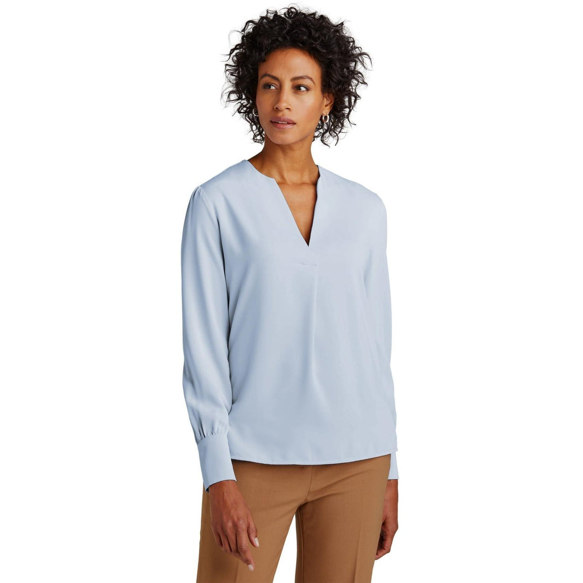 no-logo Brooks Brothers Ladies Open-Neck Satin Blouse-New-Brooks Brothers-Thread Logic