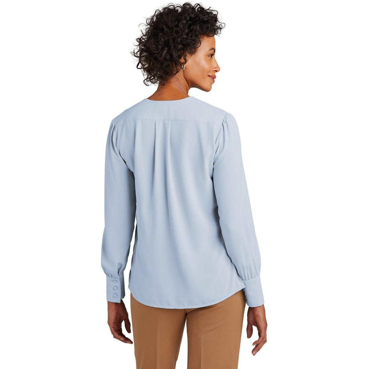 no-logo Brooks Brothers Ladies Open-Neck Satin Blouse-New-Brooks Brothers-Thread Logic