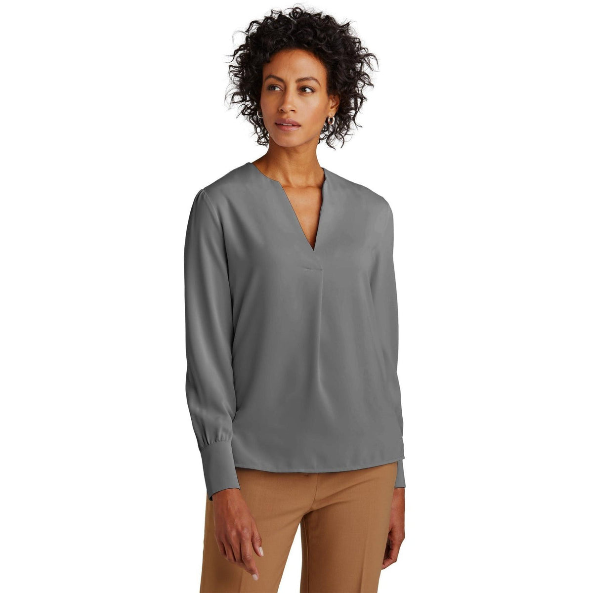 no-logo Brooks Brothers Ladies Open-Neck Satin Blouse-New-Brooks Brothers-Thread Logic