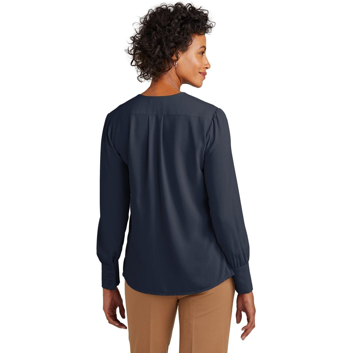 no-logo Brooks Brothers Ladies Open-Neck Satin Blouse-New-Brooks Brothers-Thread Logic