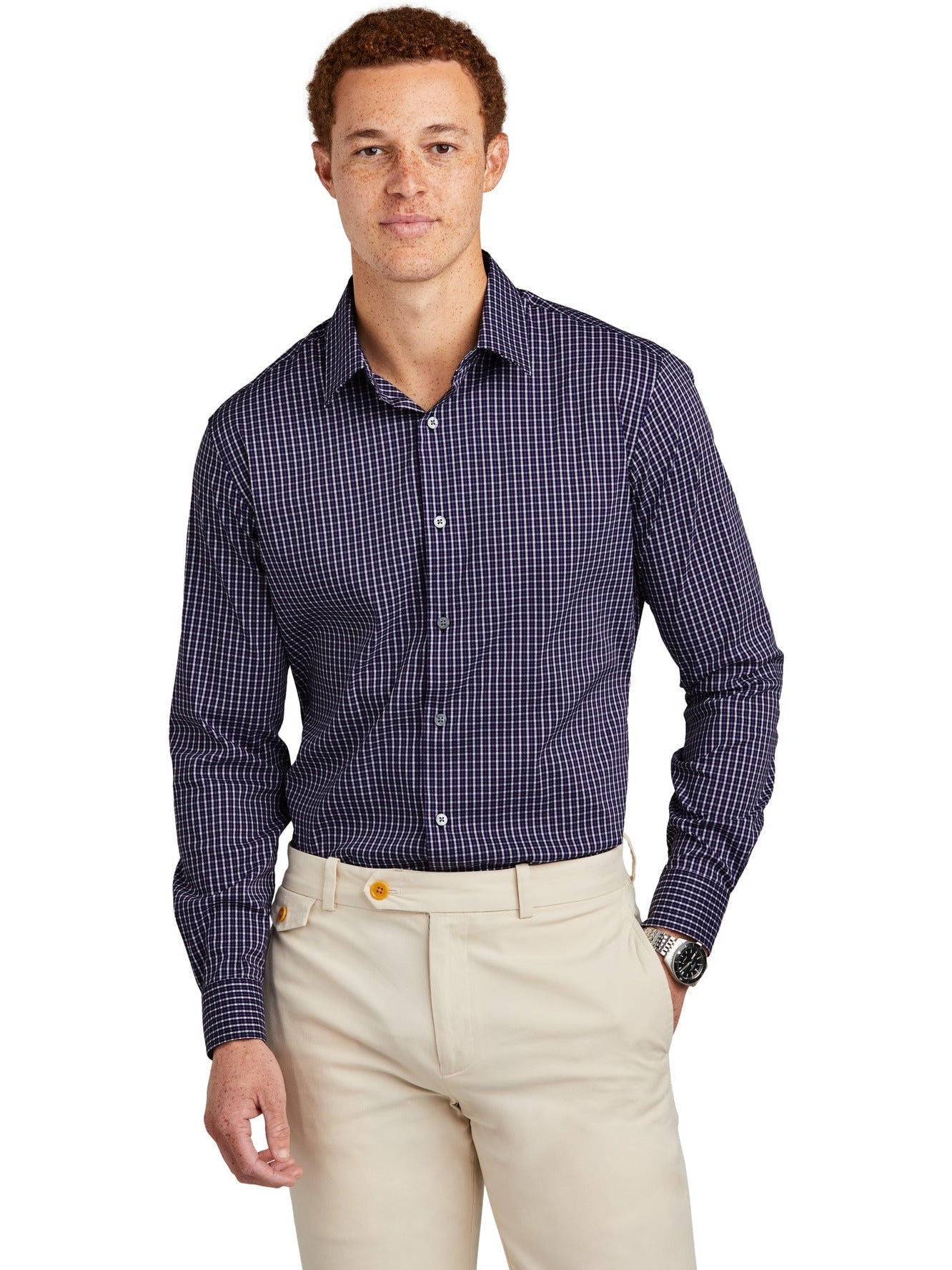 no-logo Brooks Brothers Tech Stretch Patterned Shirt-New-Brooks Brothers-Thread Logic
